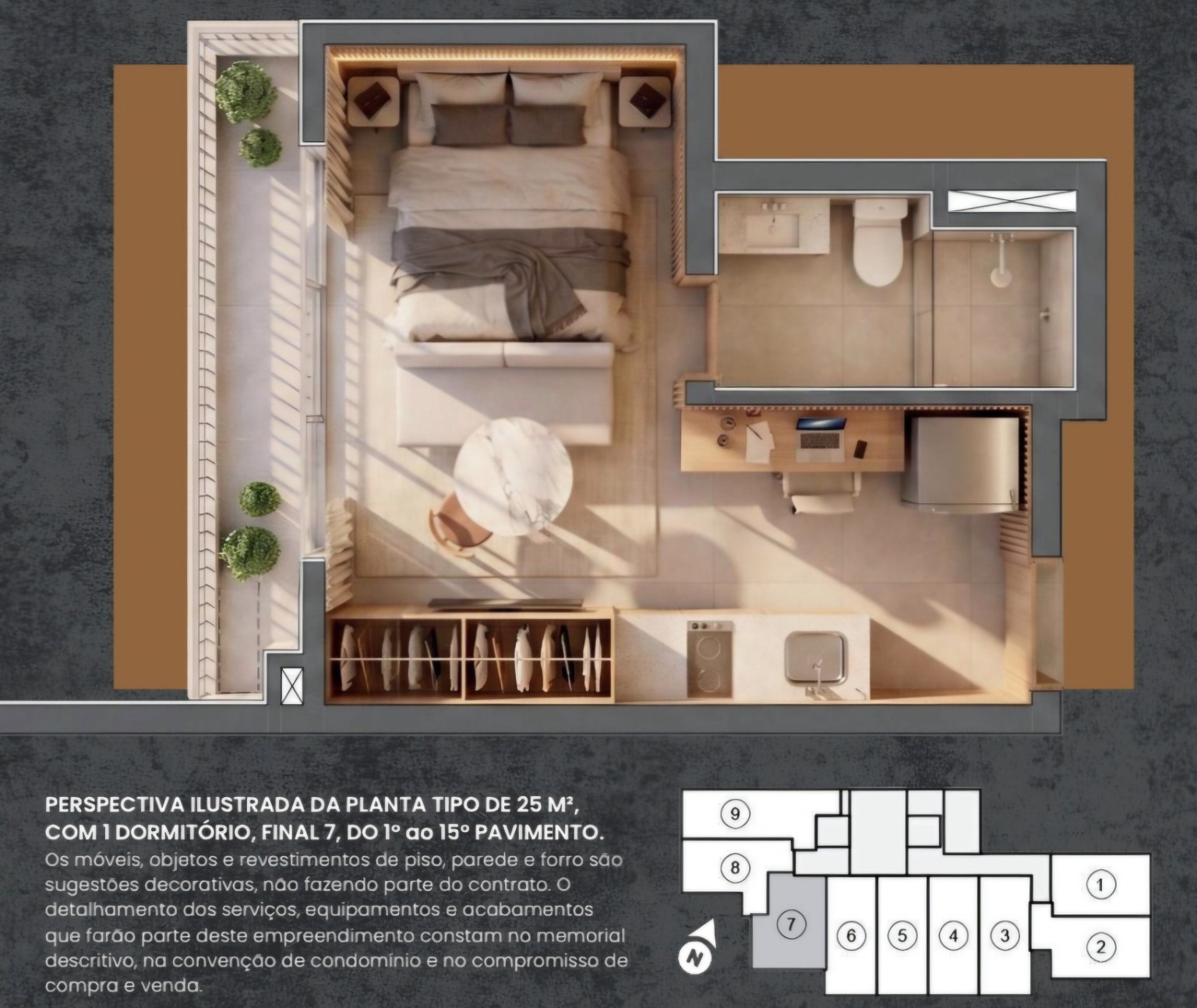 Planta ilustrativa do Studio Wide